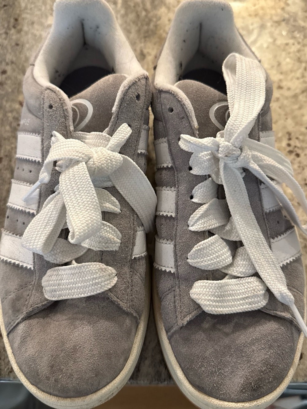 adidas Men’s Suede Sneakers in Gray and White